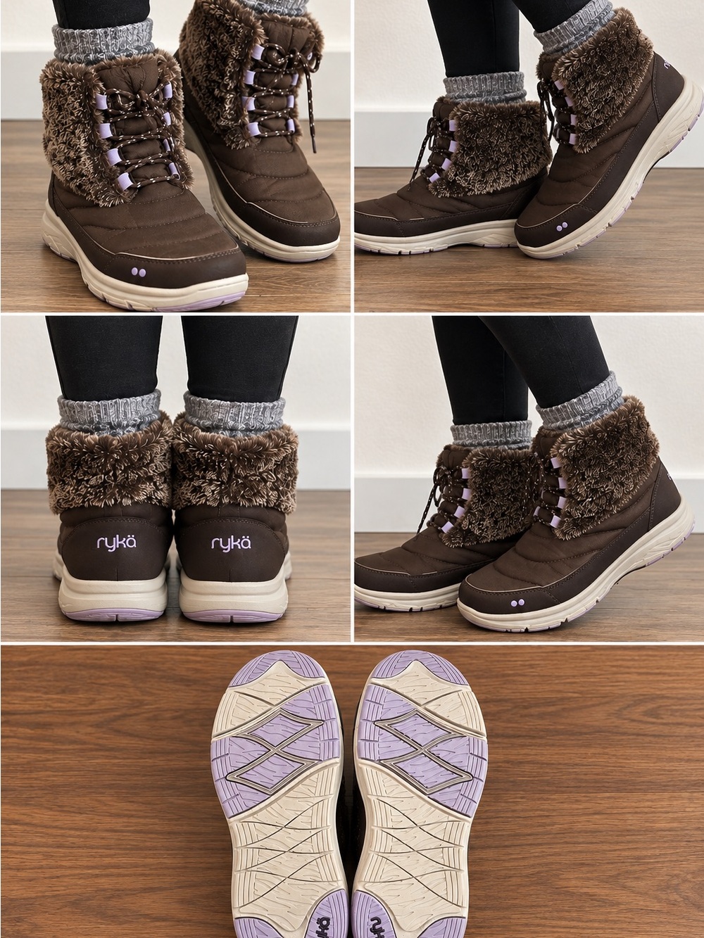 Ryka Women's Brown Faux-Fur Winter Ankle Boots